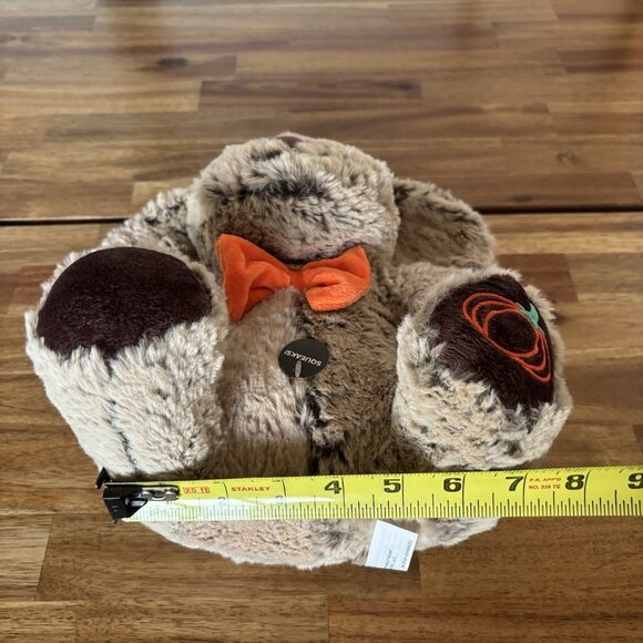 PetSmart Chance Dog Toy Pumpkin Bowtie Brown Puppy Squeaks Plush Floppy Ears NWT - Picture 5 of 12